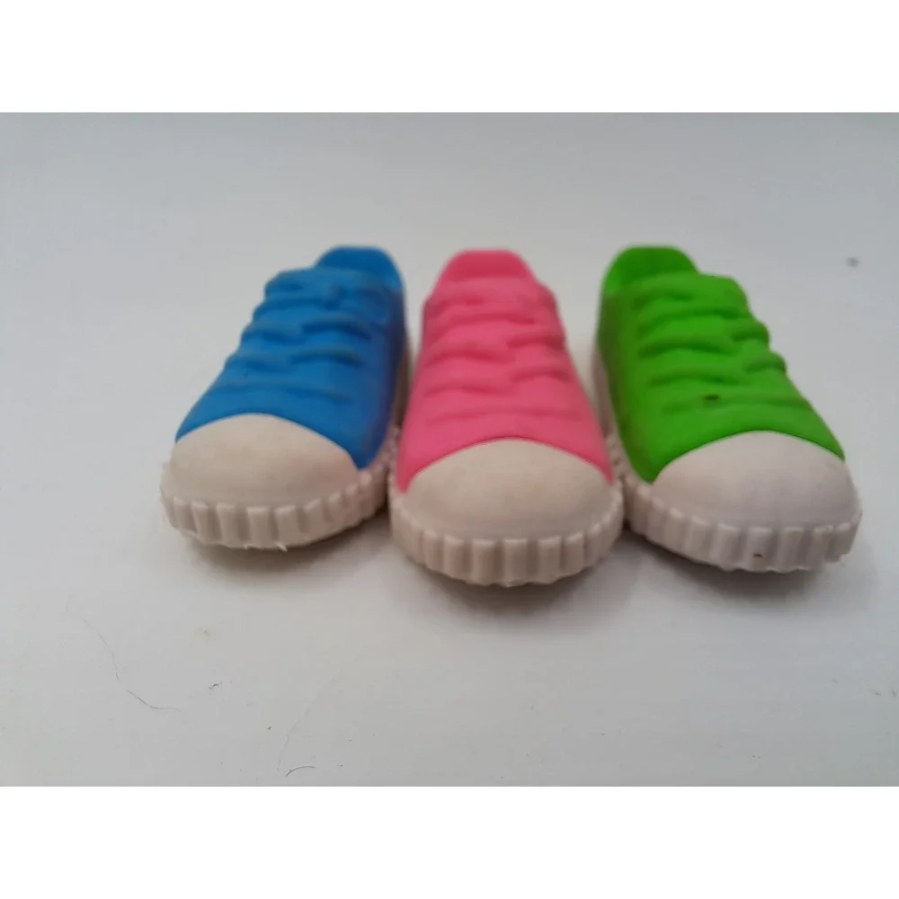 Vintage Lot of 3 Pencil Eraser Sneakers Blue Pink Green Retro 90's